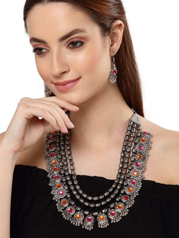 🌟 Check out the latest Shining Diva Fashion Stylish Fancy Oxidised Silver Tribal Necklace Jewellery Set for Women! Enjoy free shipping! 🛍️✨