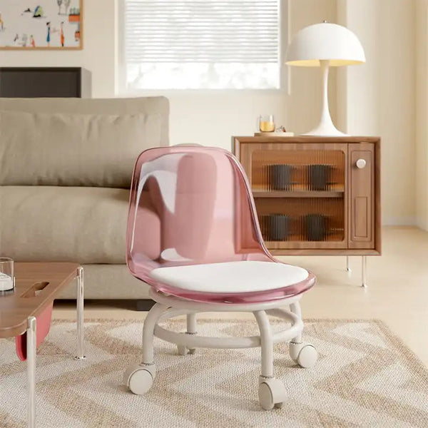 🏠 Modern Living Room Plastic Acrylic Transparent PU Leather Cushion Kids 360 Degree Swivel Moving Chair With Wheels 🪑 Free Shipping and CoD Available