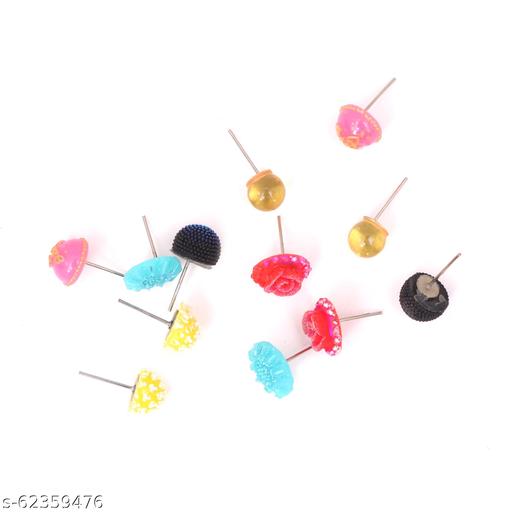 Shivarth Jewellery Plastic Stud Tops Earring for Women and Girls Assorted Colour & Assorted Design ( Combo Pack of 60 )