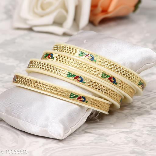 Joyeria Fashions Micro Plating Gold Plated Bangles Set (Pack of 4 Bangles)