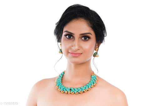 Teracotta-Claywork-Women's-Turquoise-blue-color-Terracoat-Necklace