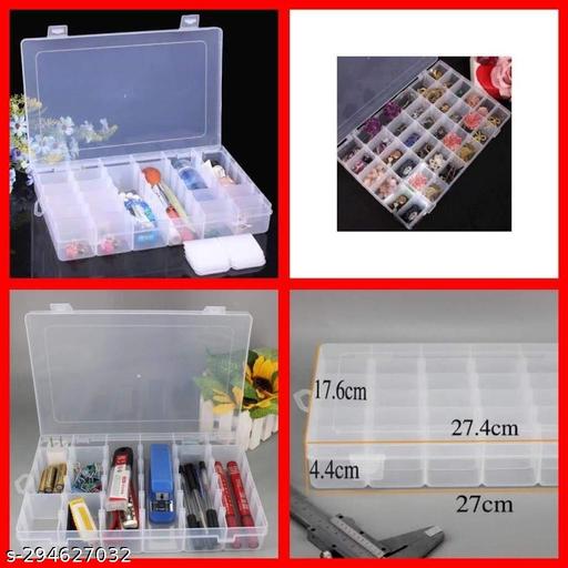 36 Grid Cells Multipurpose Clear Transparent Plastic Storage Box with Removable Dividers
