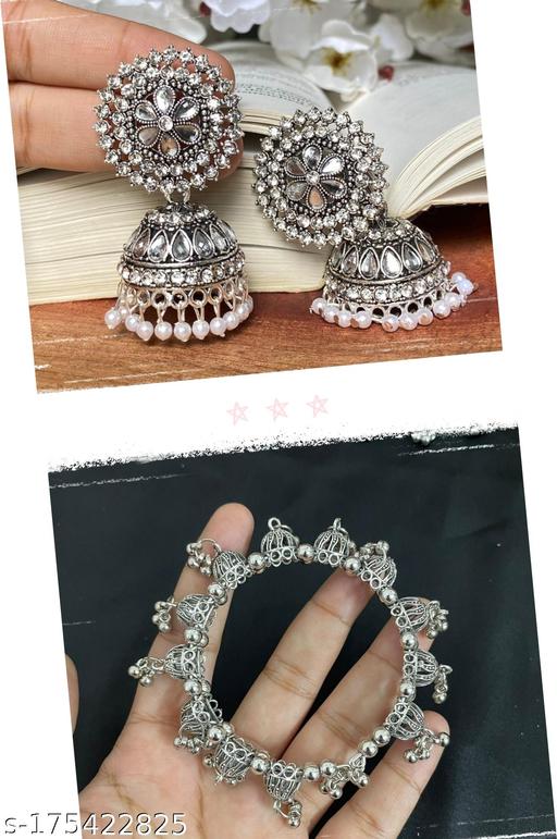 Oxidised-bangle-and-stone-Jhumka-Jewellery-Set