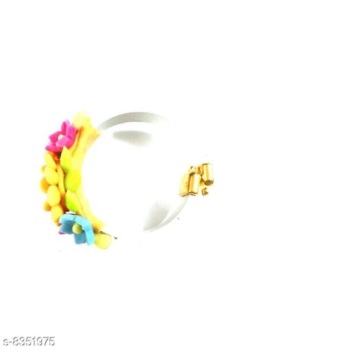 Unique Indian Crafts Handmade Artifical Jewellery Braclet kadda With Multi Color Porcelian Flower (Free Hair Clip)