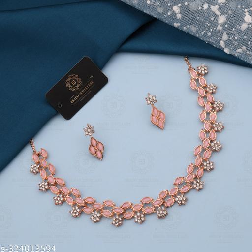 Pearl-Jewellery-Rose-Gold-Necklace-Choker-Set-With-1-pair-Of-Earrings-For-Women-And-Girl-Jewellery-Set