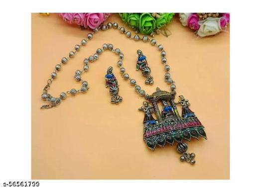 DENICRAAS-Silver-Oxidized-Doli-Patti-Pendant-Set-multicolour-with-earrings