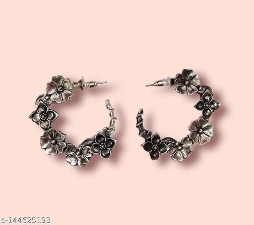 Morning Star Oxidised Silver Studs Earrings Latest Design For Women and Girls