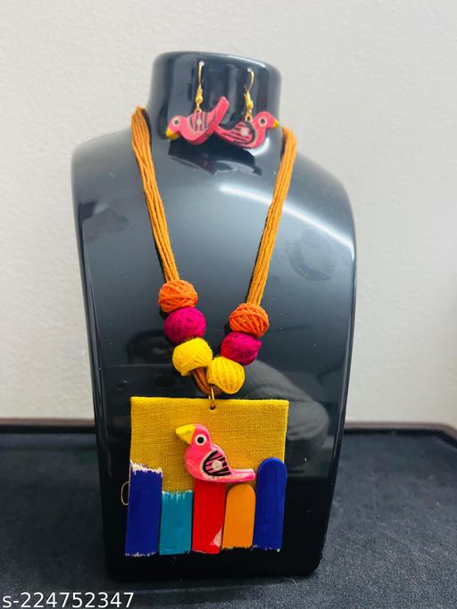 Fabric-handcrafted-necklace-and-earrings-for-lovely-women-and-girls