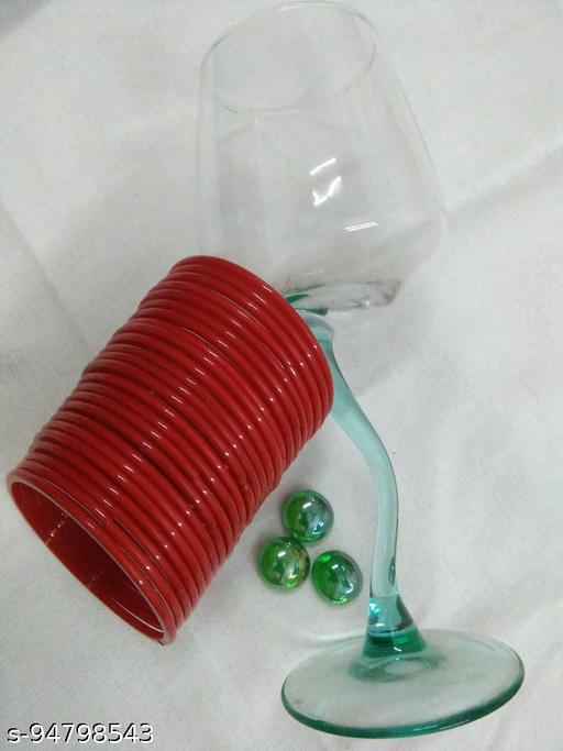 Laal Amrood Red Glass Bangle Chudi Set For Women Big Large Size Fashion Glossy (Pack of 12) / Size - 2.10 & 2.12