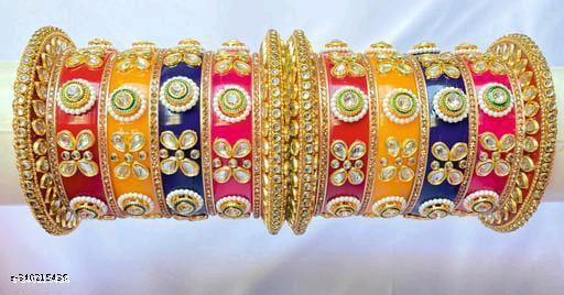Multi Colour Chuda Sets kangan, chooda, rajputi, Gold Plated bangle Sets