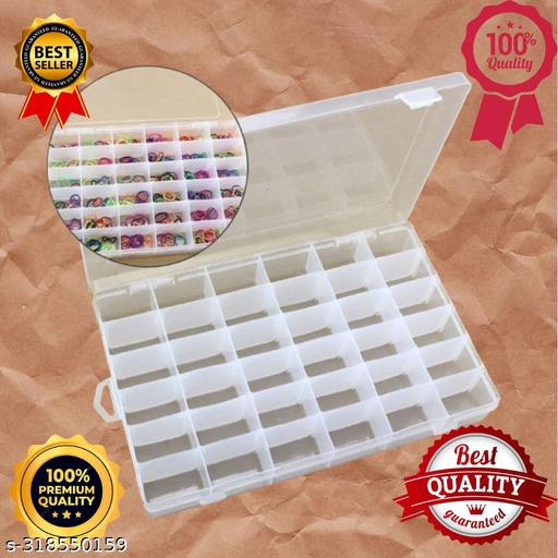 36 Grid Multipurpose Plastic Jewellery Organizer Plastic Grid Box Organizer for Jewelry, Hair Pins, Medicine and Kit Ear Ring Organiser Storage Box for Travel Home Women - Transparent(09)