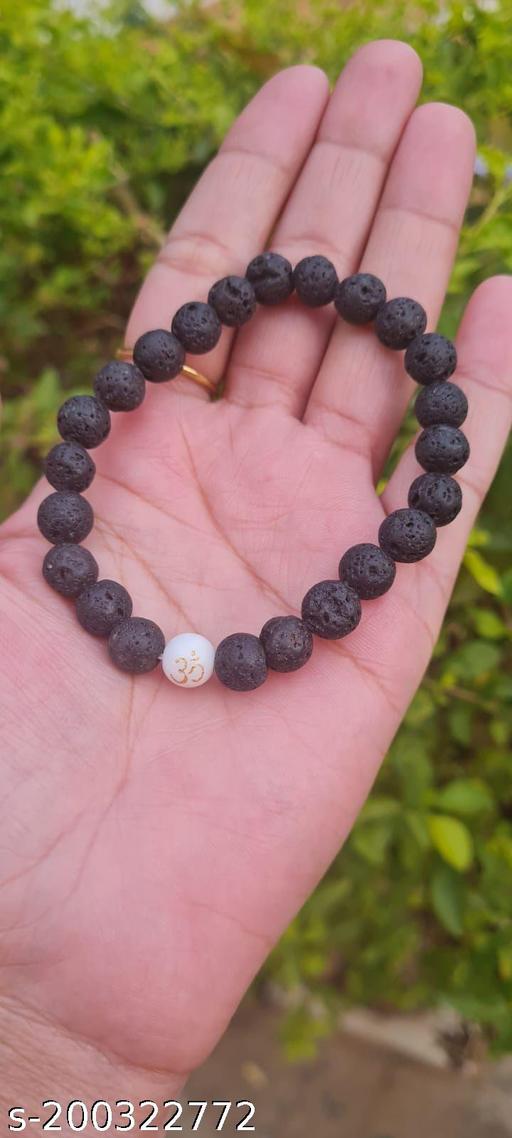 8mm black lava with white om