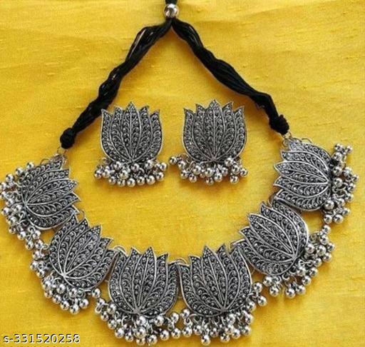 M.S-Fashion-Craft-Trending-Lotus-Jewellery-Set-with-earrings-for-women-and-girls-latest-design-by-Oxidised-Jewellery-Set