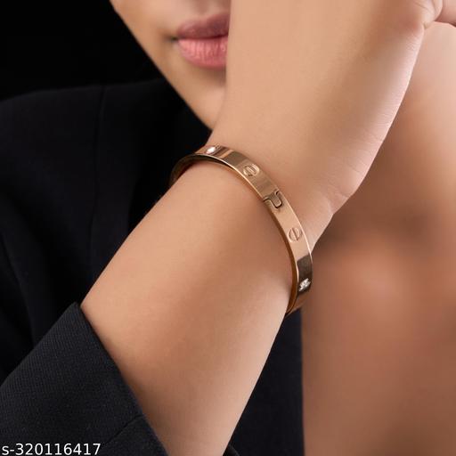 THE IMITATION Stylish Stainless Steel 18K Rose Gold Plated Spiral Cuff Bracelet Jewelry for women and men