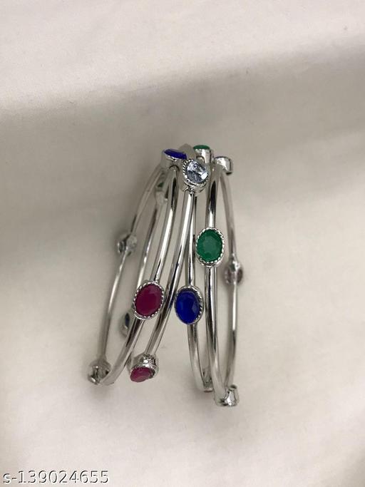 Premium Quality Sliver plated Oxidised Bangles Set