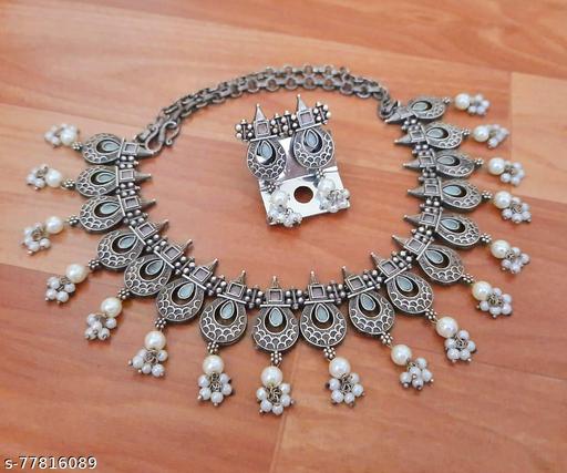 Glistening-Jewels-Beautiful-Silver-Replica-Stone-Choker-Set-With-Matching-Stud