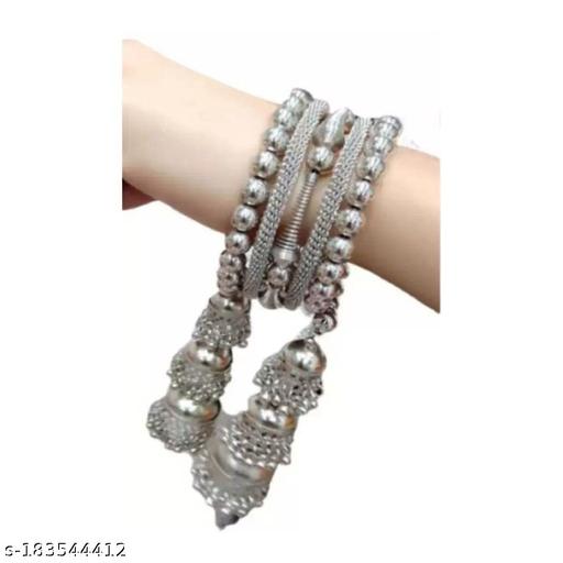 TrendyCare Traditional Fashionable Silver Oxidised Plated Bracelet Bangles For Pretty Girls & Women
