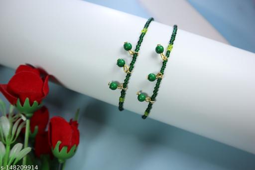 Anklet made of seed beads (Count-1 pair)(Pack-1)(Colour-Green)