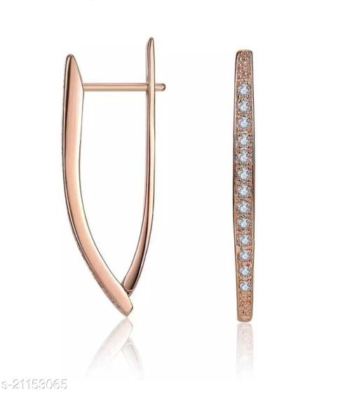 MYKI Attractive Zircon Earrings For Women & Girls Swarovski Zirconia Stainless Steel Hoop Earring (RG)