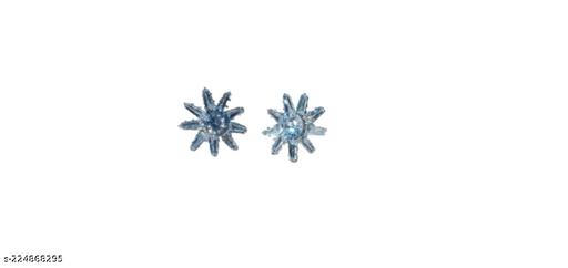 Silver Earrings Rhodium-Plated Silver-Toned Star Shaped Studs |
