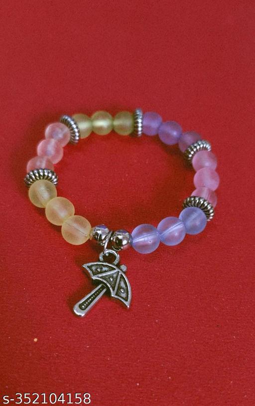 Multi-Color Agate Bracelet with Umbrella Style - Adjustable Elasticated Design"