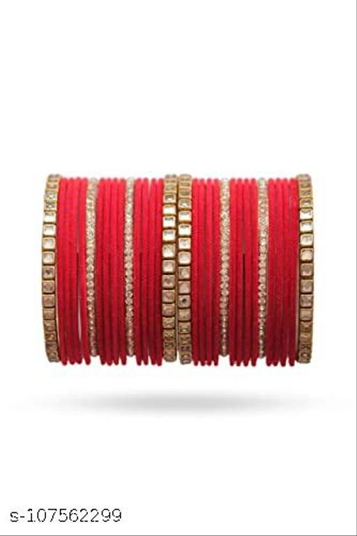 Stylish & Elegant Metal velvet bangle And Jaipuri lakh stone bangle For women and Girls