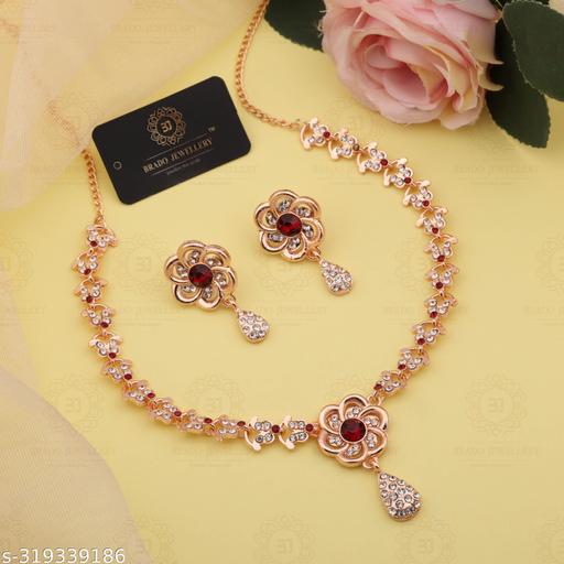 DR-FASHION-New-Rose-Gold-Diamond-Necklace-For-Women-And-Girl