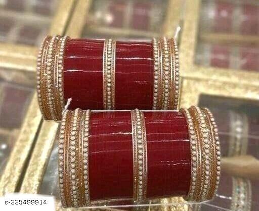 NMIF unique fancy glittering chunky Chooda bracelet and bangles/plain patti chooda/ Bridal Fancy Chura/Punjabi Chooda/Rajasthani Chooda /Bridal Fashion Jwellery/Beauty and Ethnic Wear jewellery bangles woman bangles/ wedding bangles set for women and