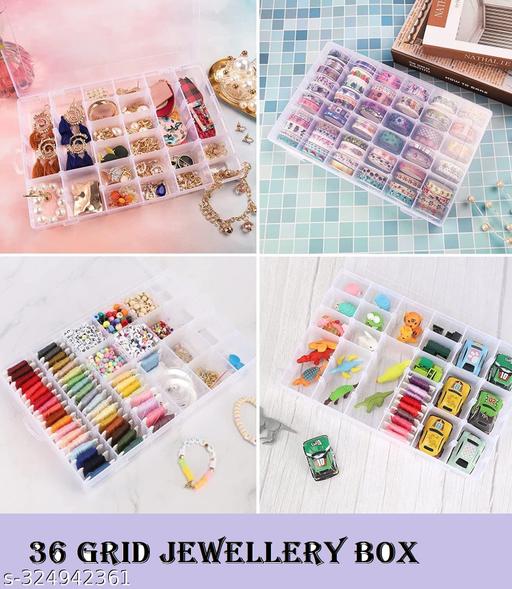 36 Grid Cells Plastic Storage Medicine Tools, Jewelry Case Storage Organizer Box , Jewellery organizing box , vanity box(Pack Of 1)