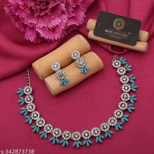 BR-Jewellery-Silver-Necklace-Jewellery-Set-with-Earrings-for-Women-and-girls