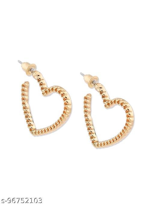 Lilly & Sparkle Gold Toned Rope Textured Heart Hoop Earrings