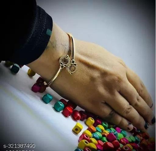 stylish breslate designer and stylish for women Copper Gold Bracelet hart kada with Diamonds