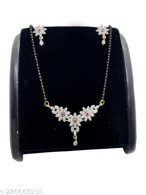 Fancy-Diamond-Mangalsutra-With-Earring