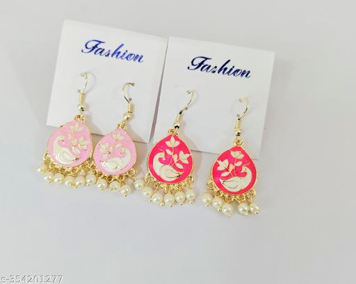 Meenakari pearls earrings multicolour for women and girls
( pack of 2)