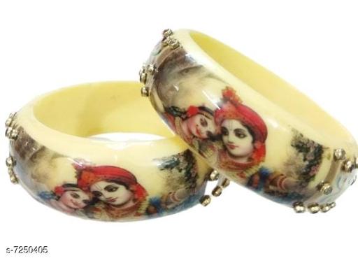 The Handmade Craft Designer Radha Krishna / Raja Rani Rajasthani Rajputi Handcrafted Multicolor Kada/ Bracelet/ Bangle Set for Wedding, Marriage, Anniversary, Party, Engagement.