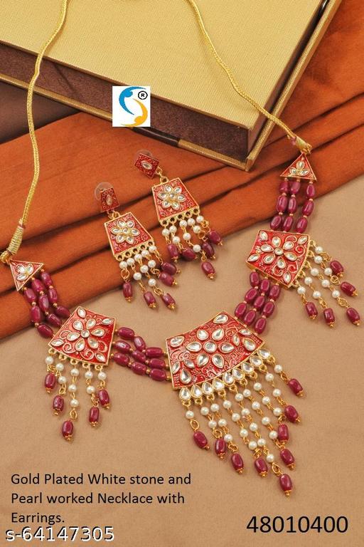 Gold-Plated-Adjustable-Tassel-Kundan-Necklace-With-Earrings.-jewellery-set