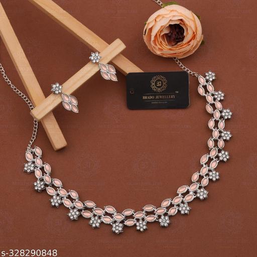 BR-Jewellery-Rose-Silver-Plated-Necklace-Set-with-Heavy-Color-Polished-Diamond-Kundan-Earring-Jewellery-Set-for-Women-and-girls