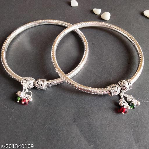 Kada Anklet for women, Rajasthani Antique Hasli Style anklet , Silver Plated