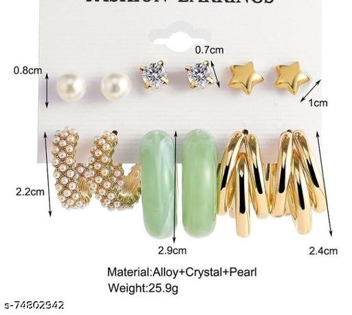 trendy charm acrylic earrings hoop stud fashion resin cute earrings set jewelry Crystal, Pearl Acrylic, Alloy Drops & Danglers