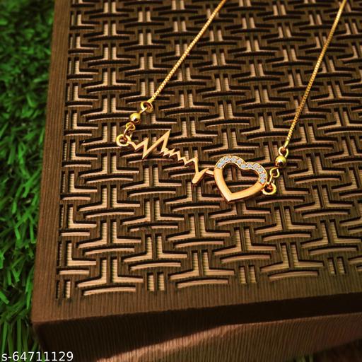 Thrillz-Golden-Heartbeat-Chain-Necklace-With-Couple-Ring-Jewellery-Combo-For-Women/Girls