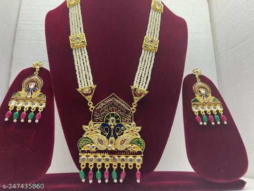Maya-Fashion-Pearl-Gold-Plated-Wedding-Jewellery-Long-Haram-Necklace-Set-For-Women-(LN92100)