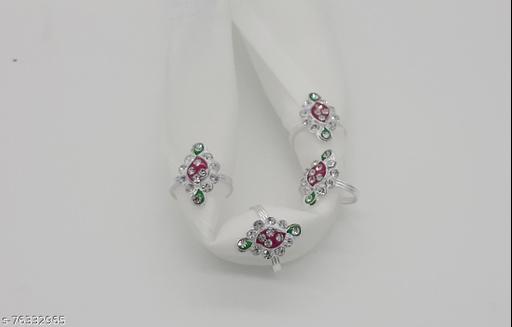 Jeweller Silver Plated Payal Toe Ring Foot Jewellery Set for Girls/Women Alloy (Pack of 2)