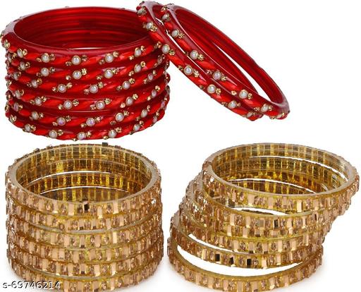 Somil New Designer Combo Of Colorful Glass Bangle/Kada Set_Bridal74