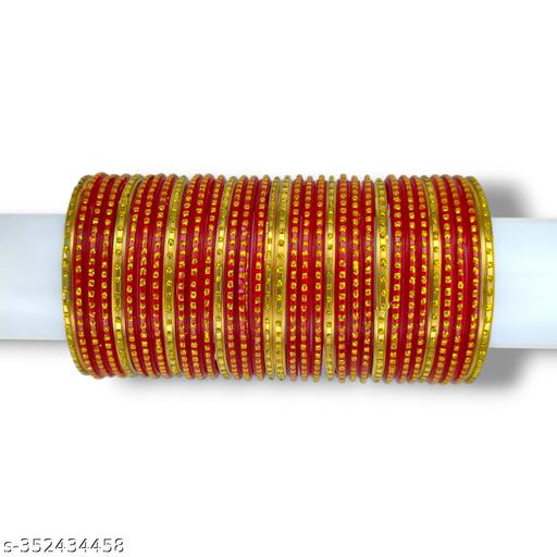 Women Festive Glass Bangle Set (Red)