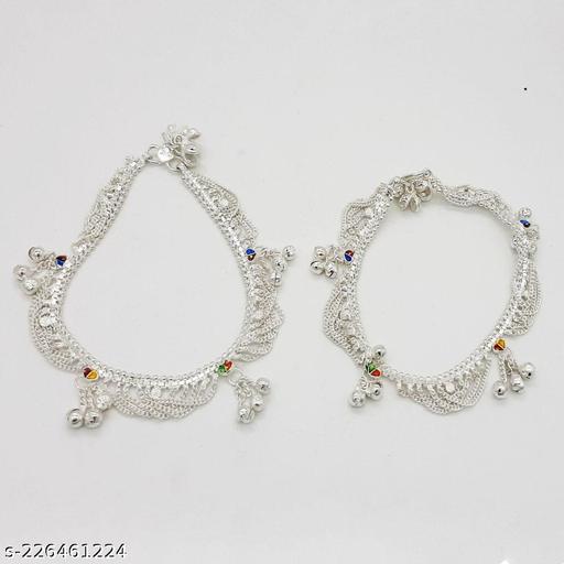 Indian Traditional New Design White Metal Payal Anklet For Women and Girls