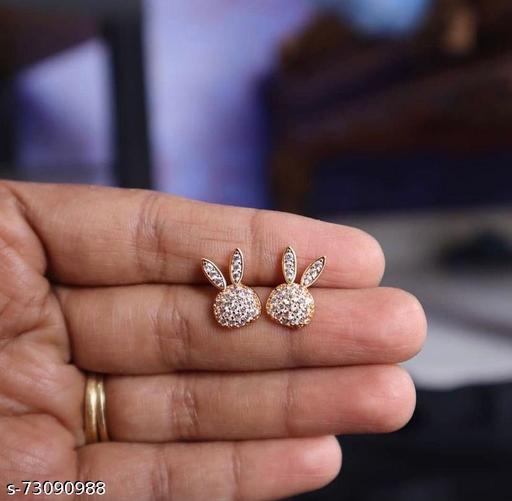 Pretty bunny pattern cz earrings