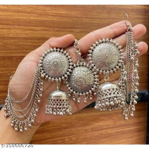 Resto-Oxidized-Bahubali-Maangtika-Earring-set-for-women-and-girls