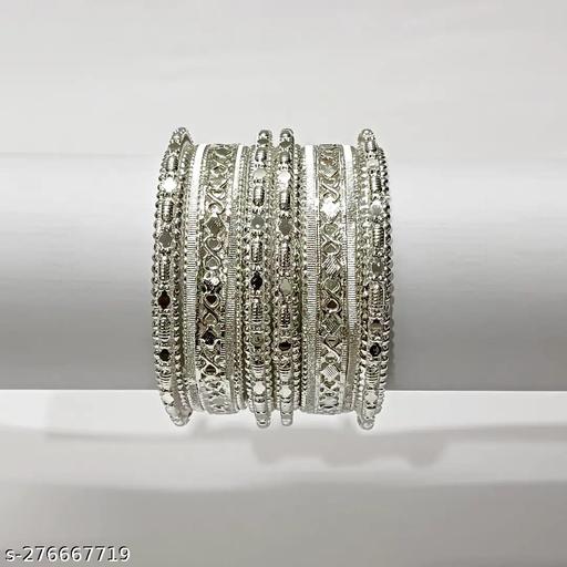 Aveera Beautiful Silver Bangle Set for Women And Girls.