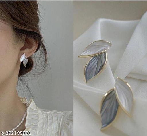 Korean Leaf Stud Earrings for Women and Girls