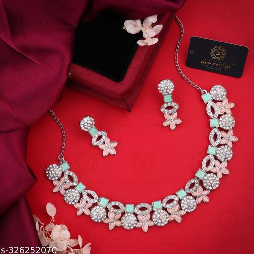 Pearl-Jewellery-Rhodium-Plated-Necklace-Set-With-Kundan-For-girls-&-Women